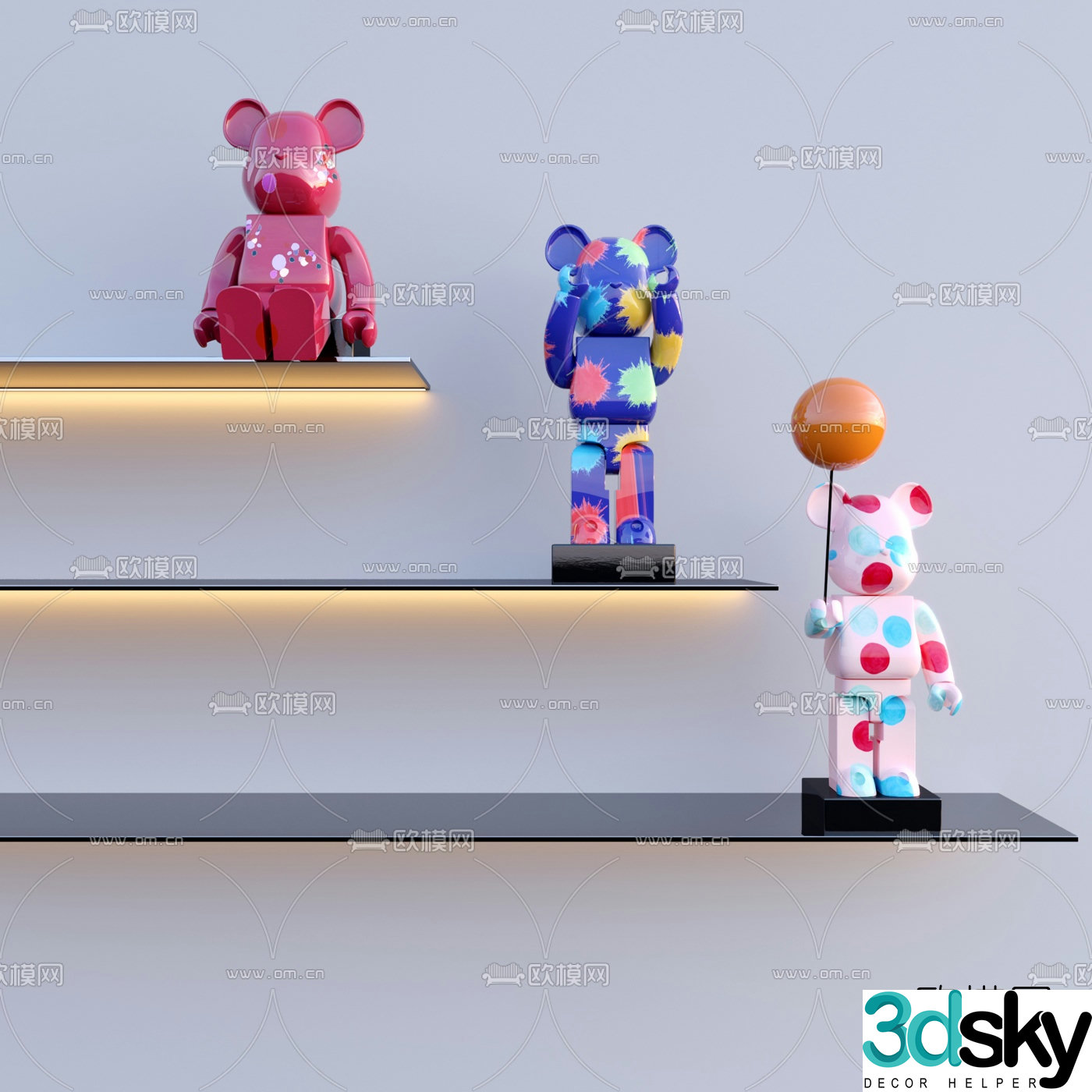 Modern violent bear doll toy 3d model
