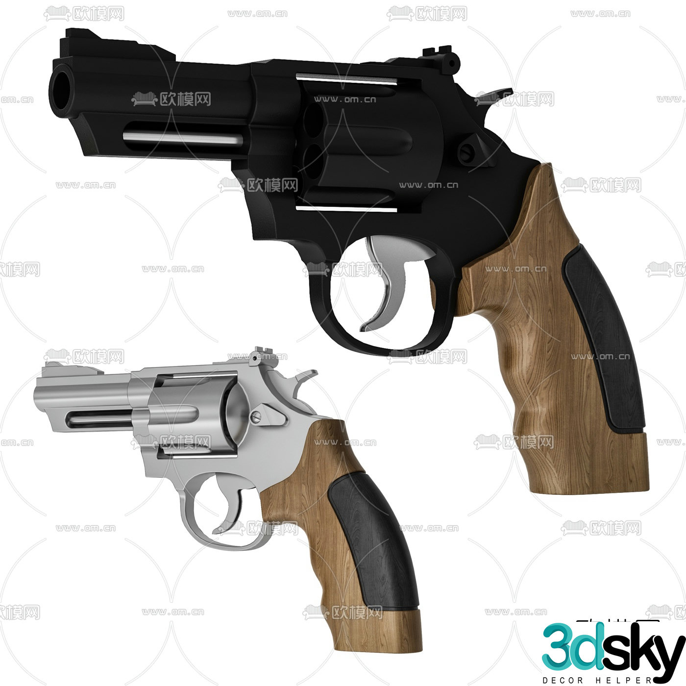 Modern revolver 3d model