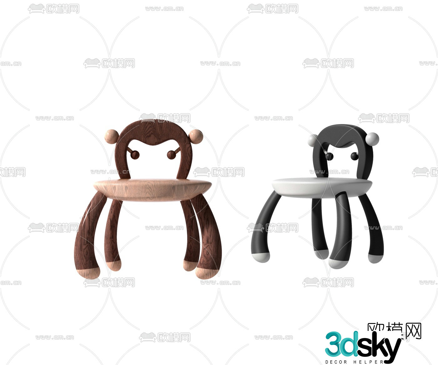 Modern monkey children’s chair 3d model