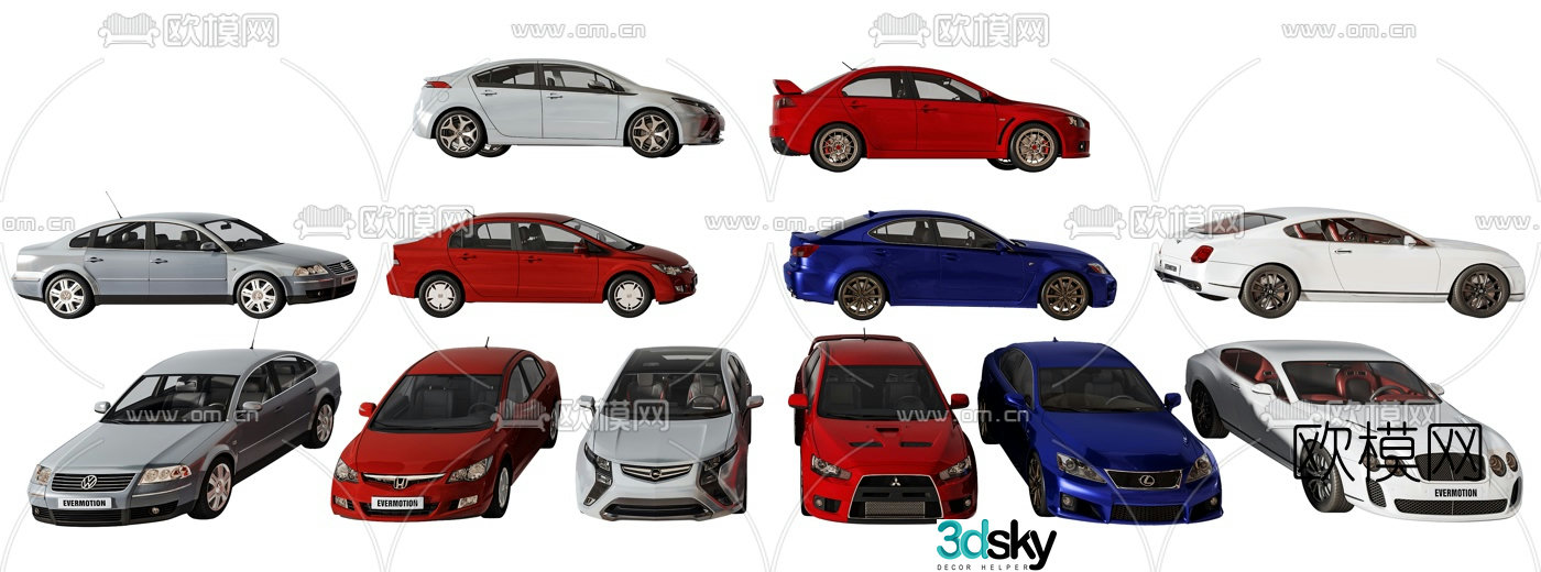 modern sedan car 3d model