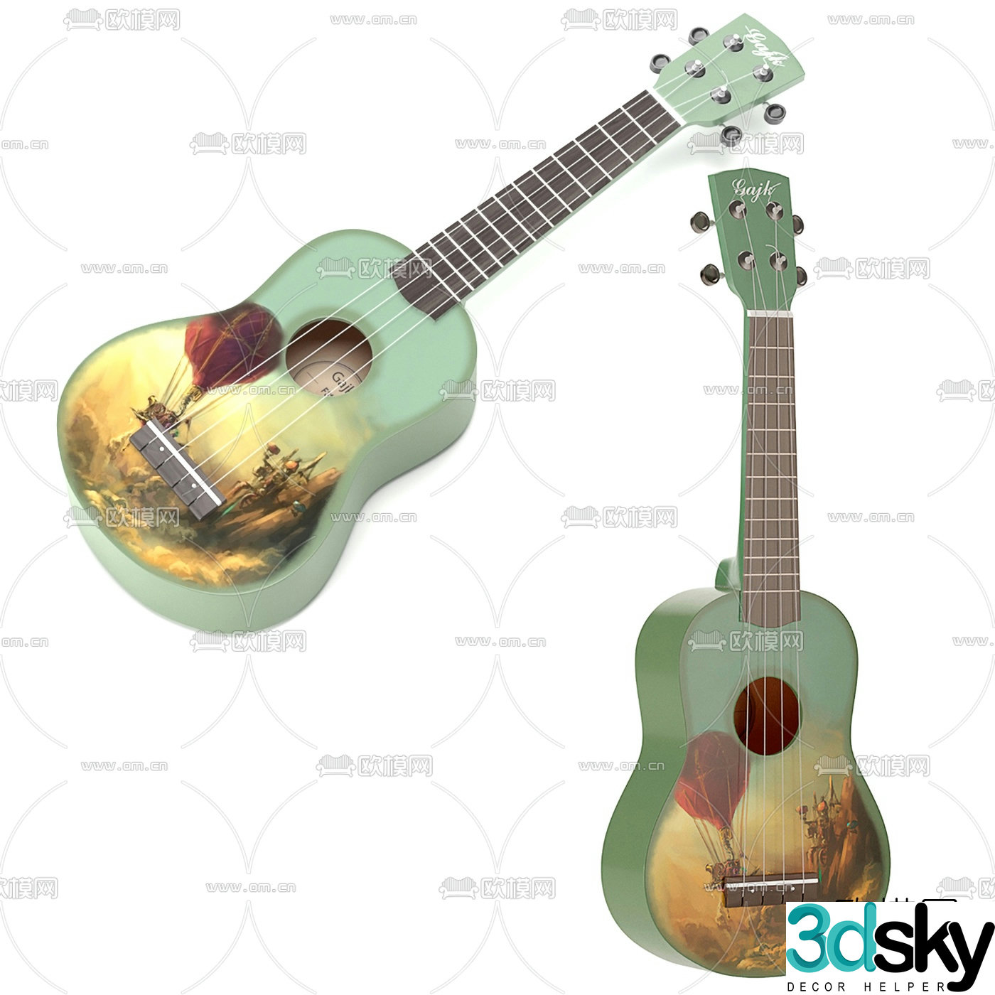 Modern ukulele musical instrument 3d model