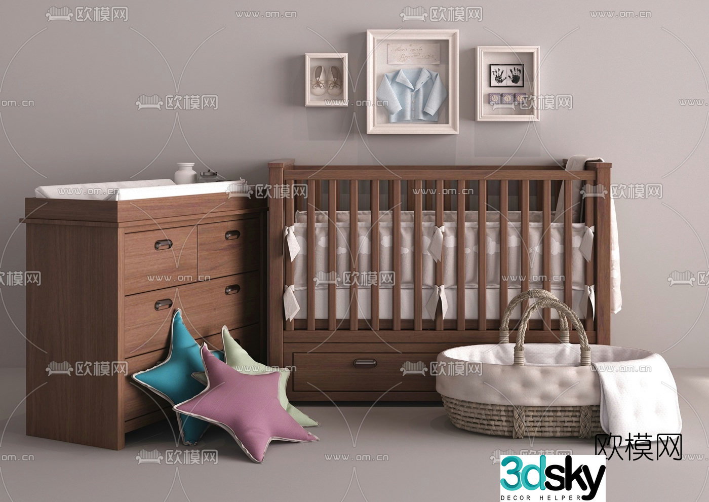 Nordic simple baby bedding 3D model