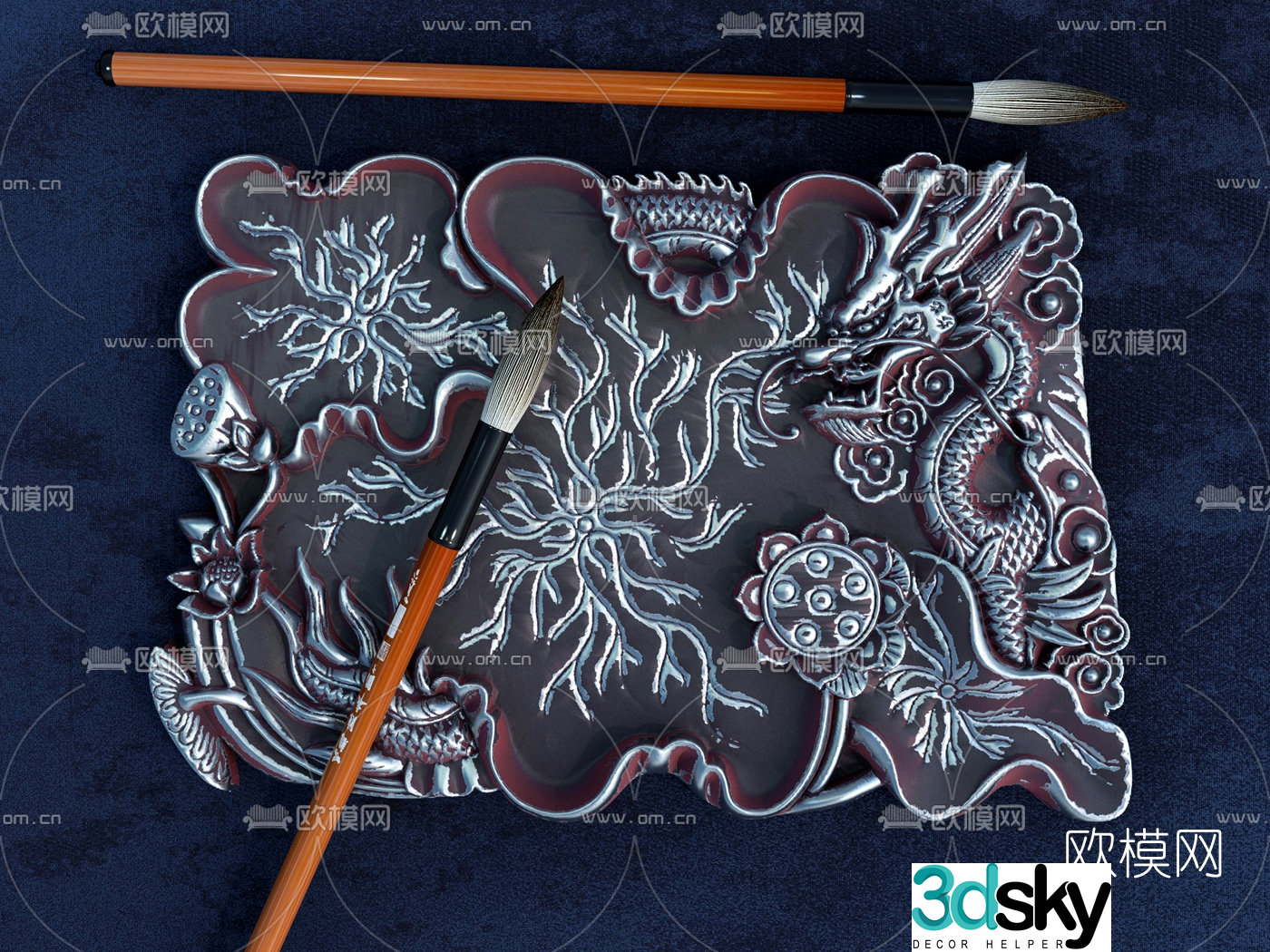 Chinese inkstone brush 3D model