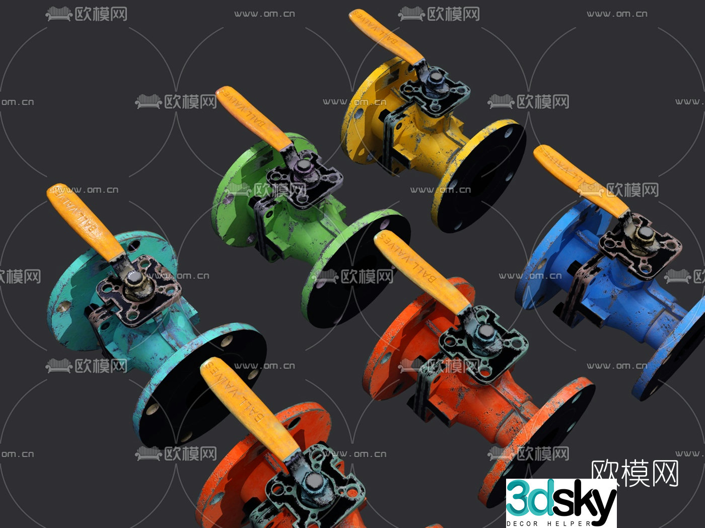 Industrial wind industrial pipeline valve switch 3d model