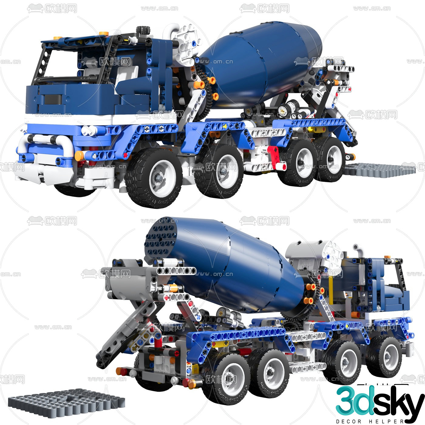 Modern lego truck children’s toy 3d model