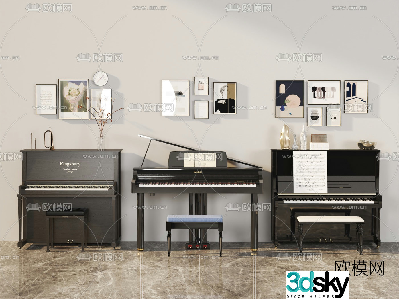 modern piano 3d model
