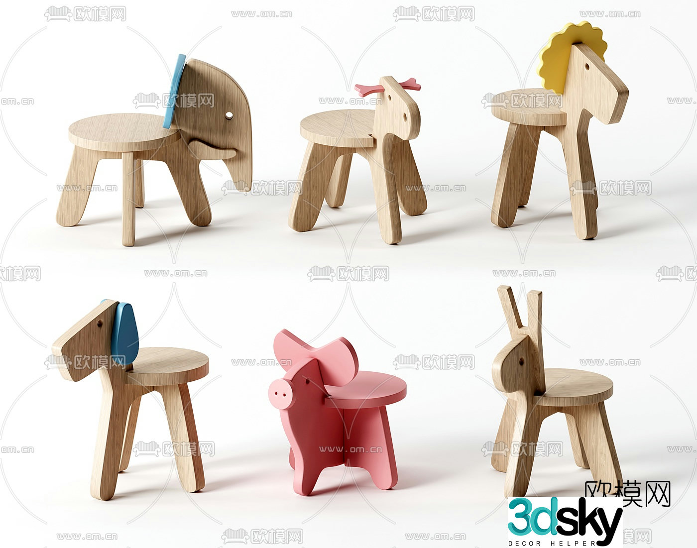 Nordic cartoon child seat 3d model