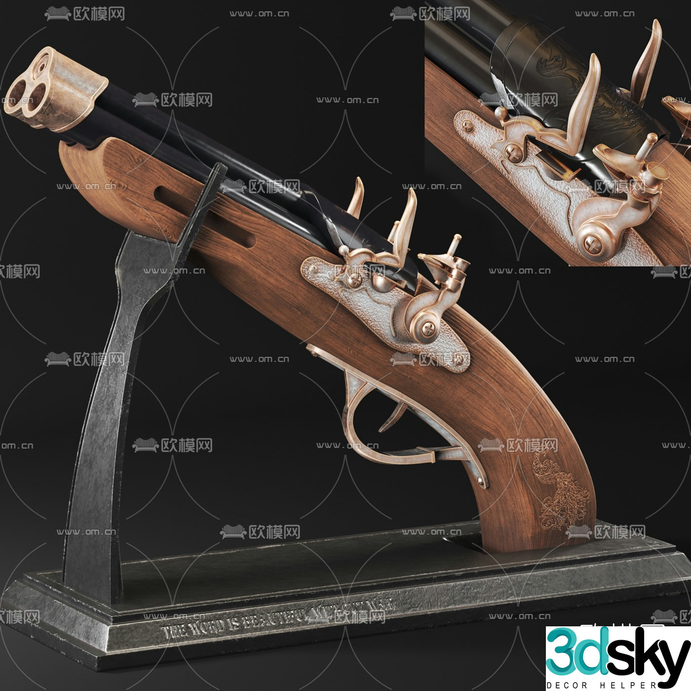European retro pistol 3d model