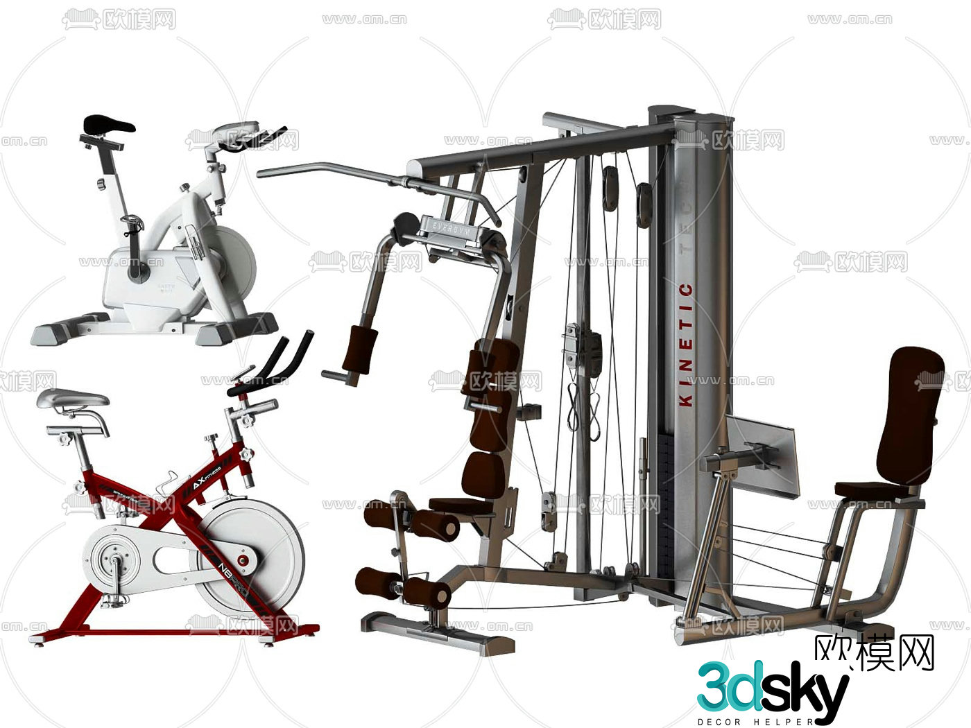 Modern spinning bike fitness equipment 3d model