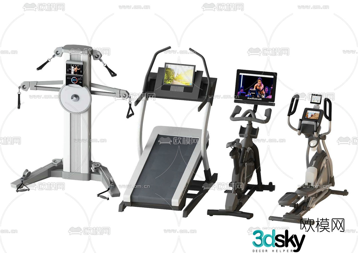 Modern fitness equipment 3d model