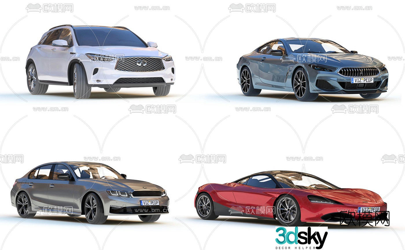 Modern SUV sedan sports car car 3d model