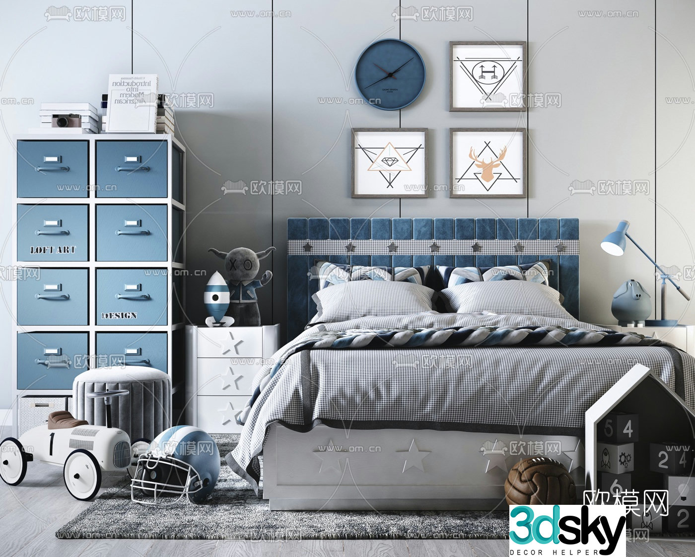 Modern fabric children’s bed 3d model