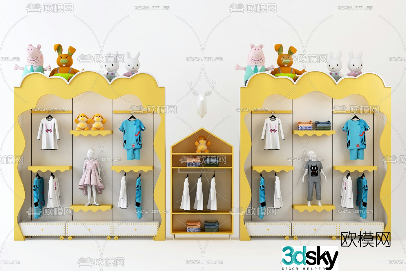 Modern children’s clothing display cabinet 3d model