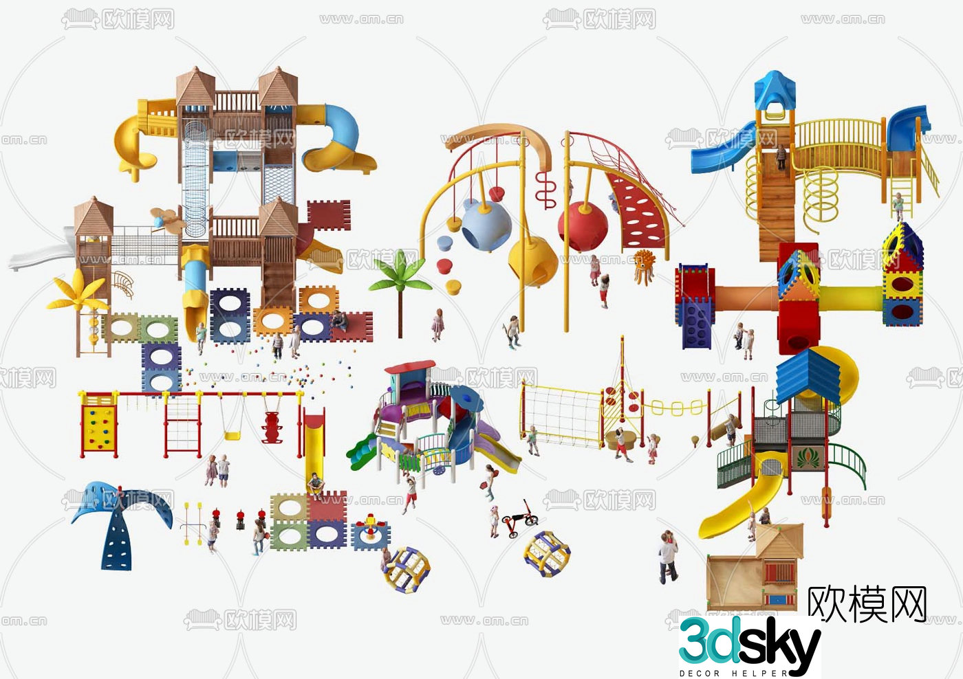 3D model of modern children's entertainment facilities and equipment