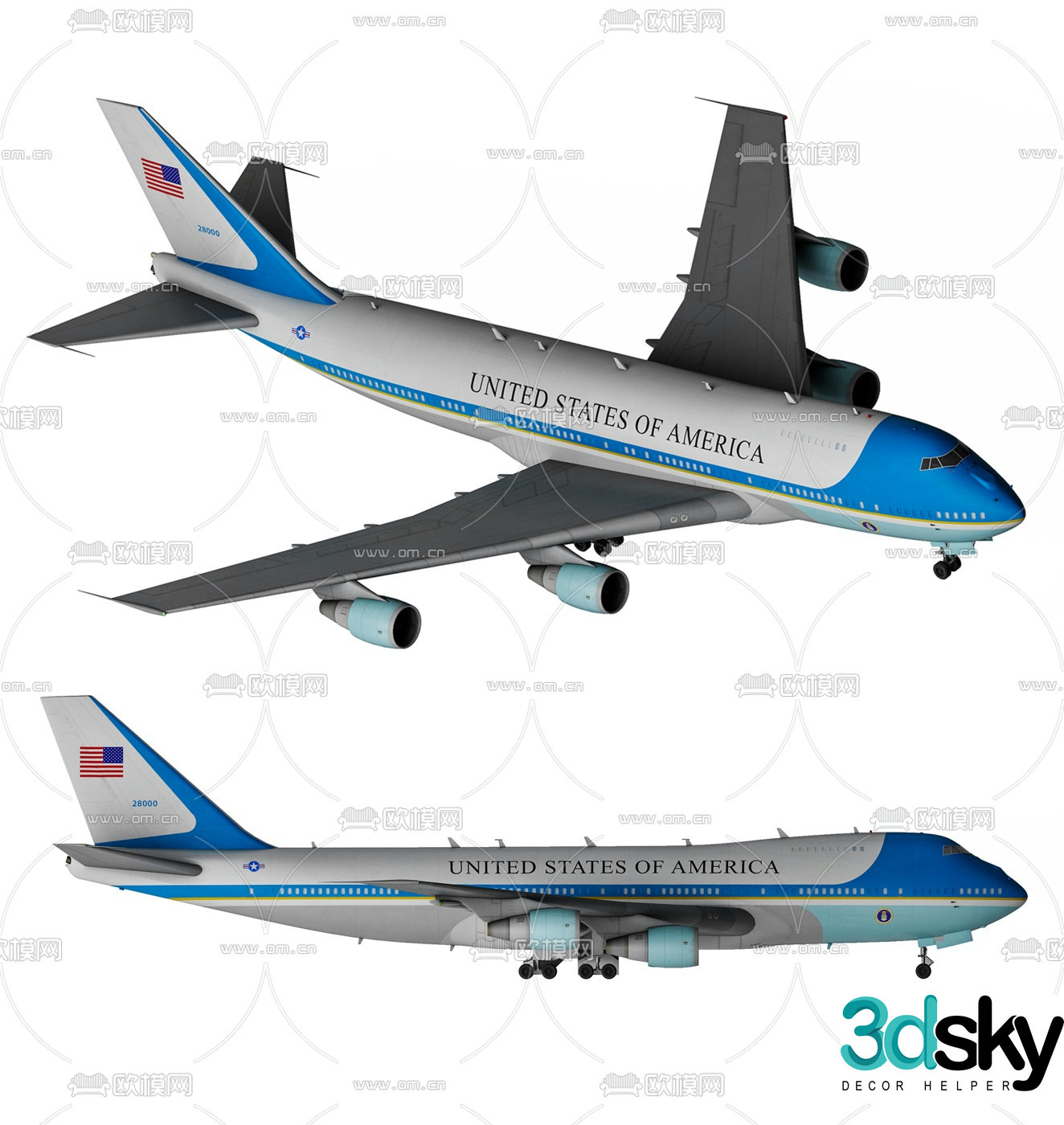 Modern Air One aircraft model toy 3d model