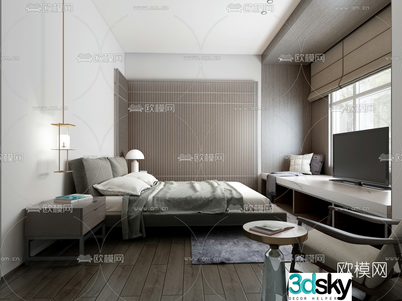 Modern B&B guest room 3D model