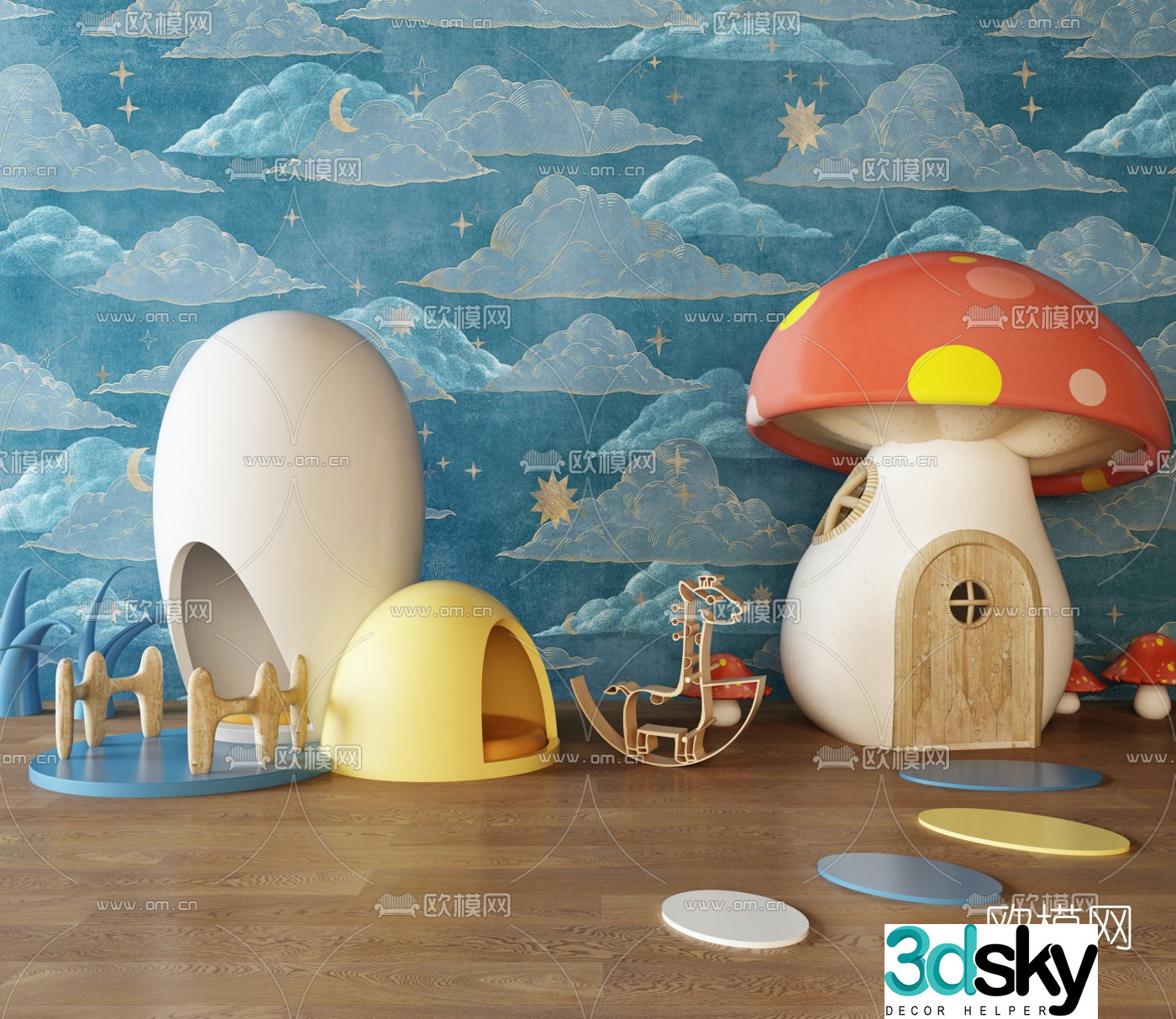 Modern children's play equipment 3d model