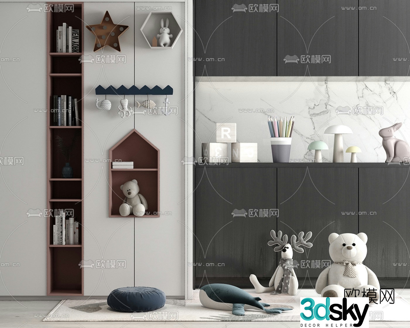 Modern children’s cabinet doll 3d model