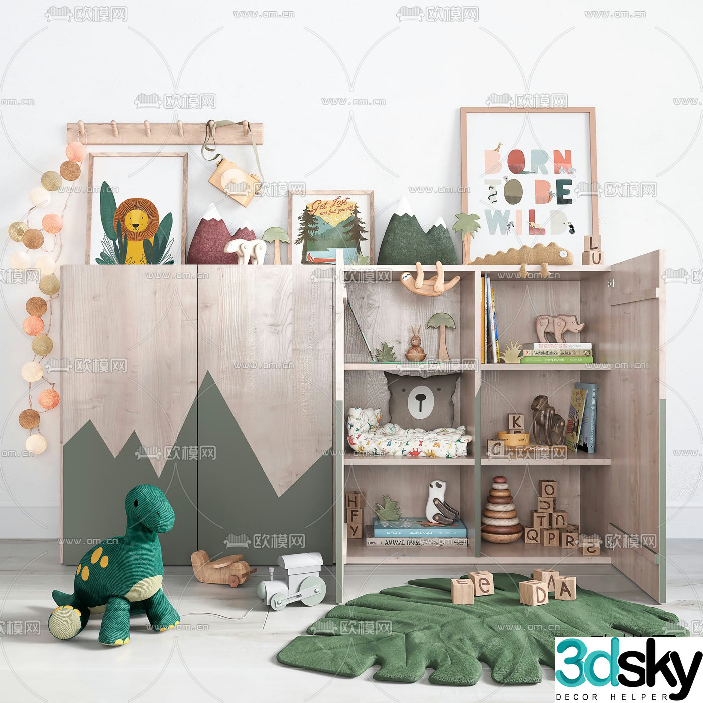 Nordic children’s cabinet children’s toys 3d model