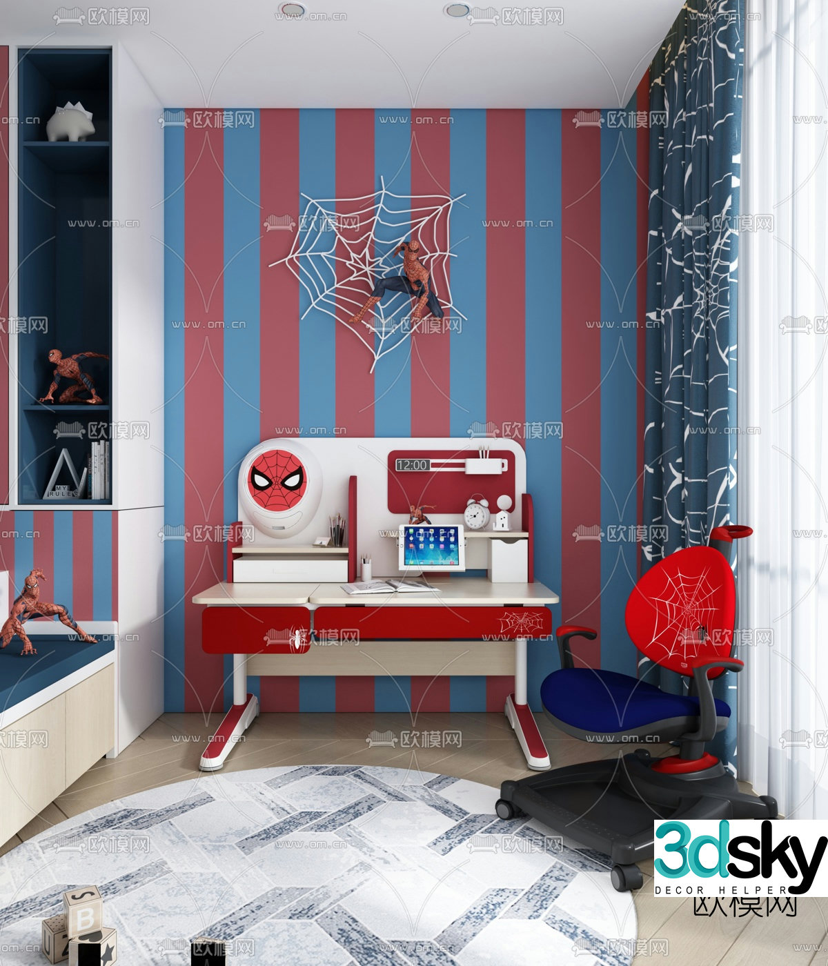 Modern Marvel Spider-Man children’s desk and chair 3d model