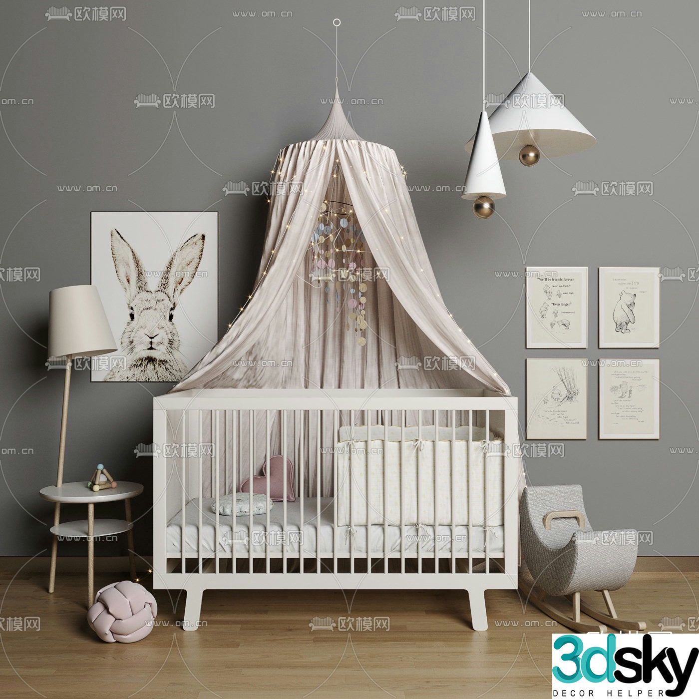 Modern crib 3d model