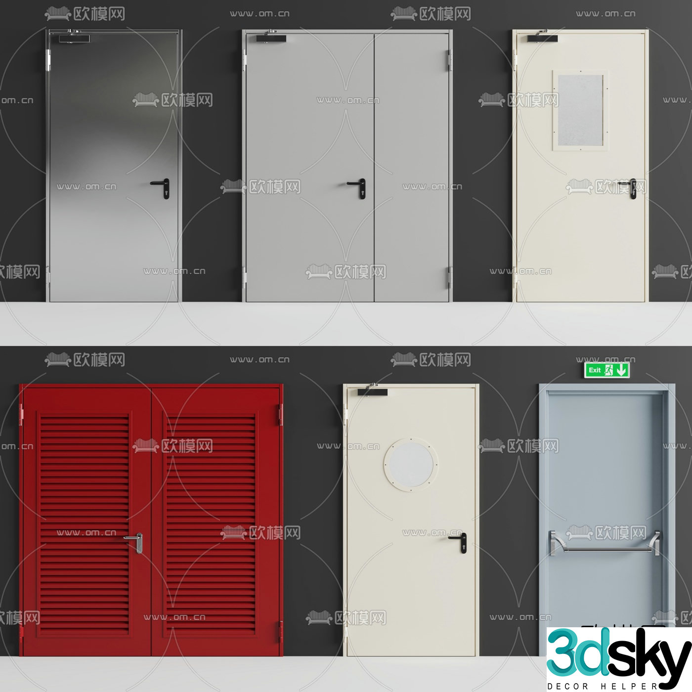 Modern safety exit fire door 3d model