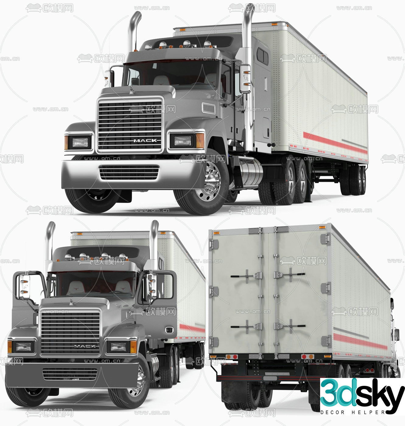 Modern truck trailer trailer 3d model