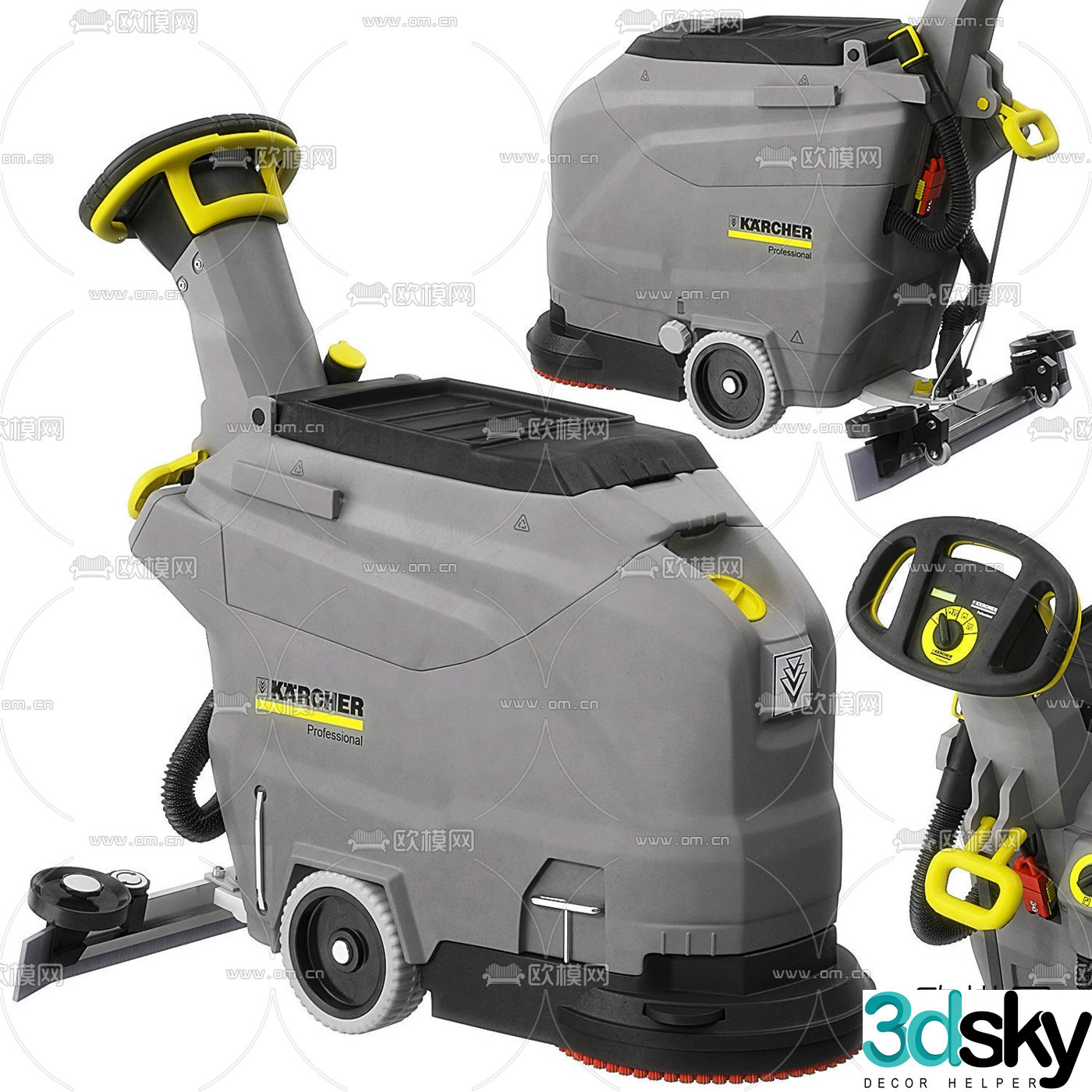 Modern cleaning truck sweeper 3d model