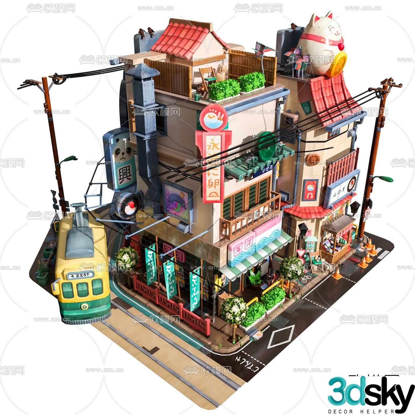 Japanese block building block toy ornaments 3D model