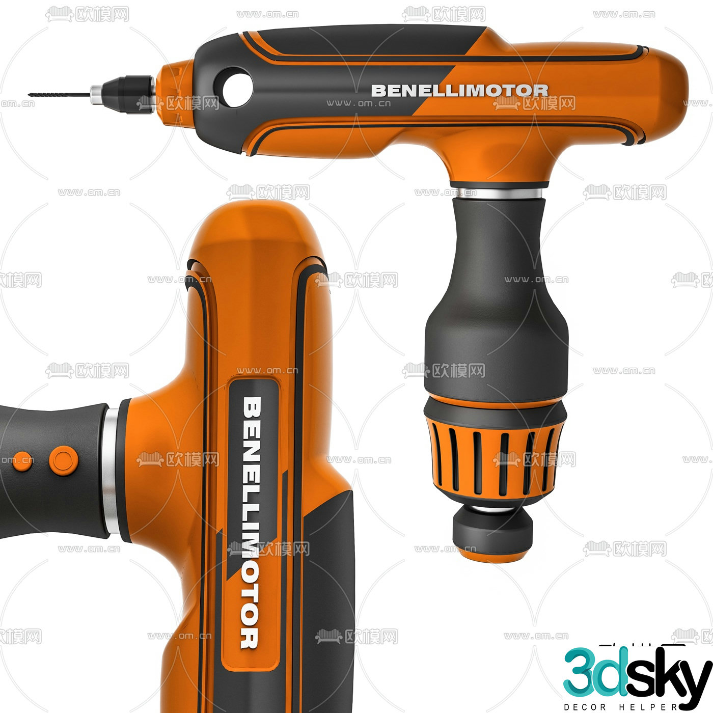 Modern electric drill impact drill 3d model