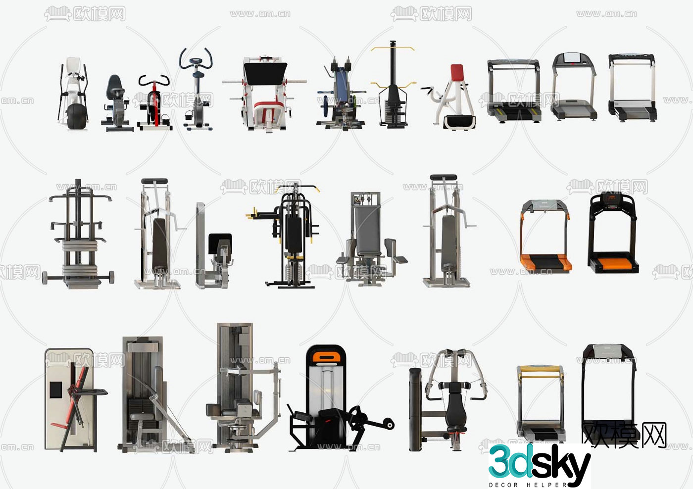 Modern fitness equipment 3d model