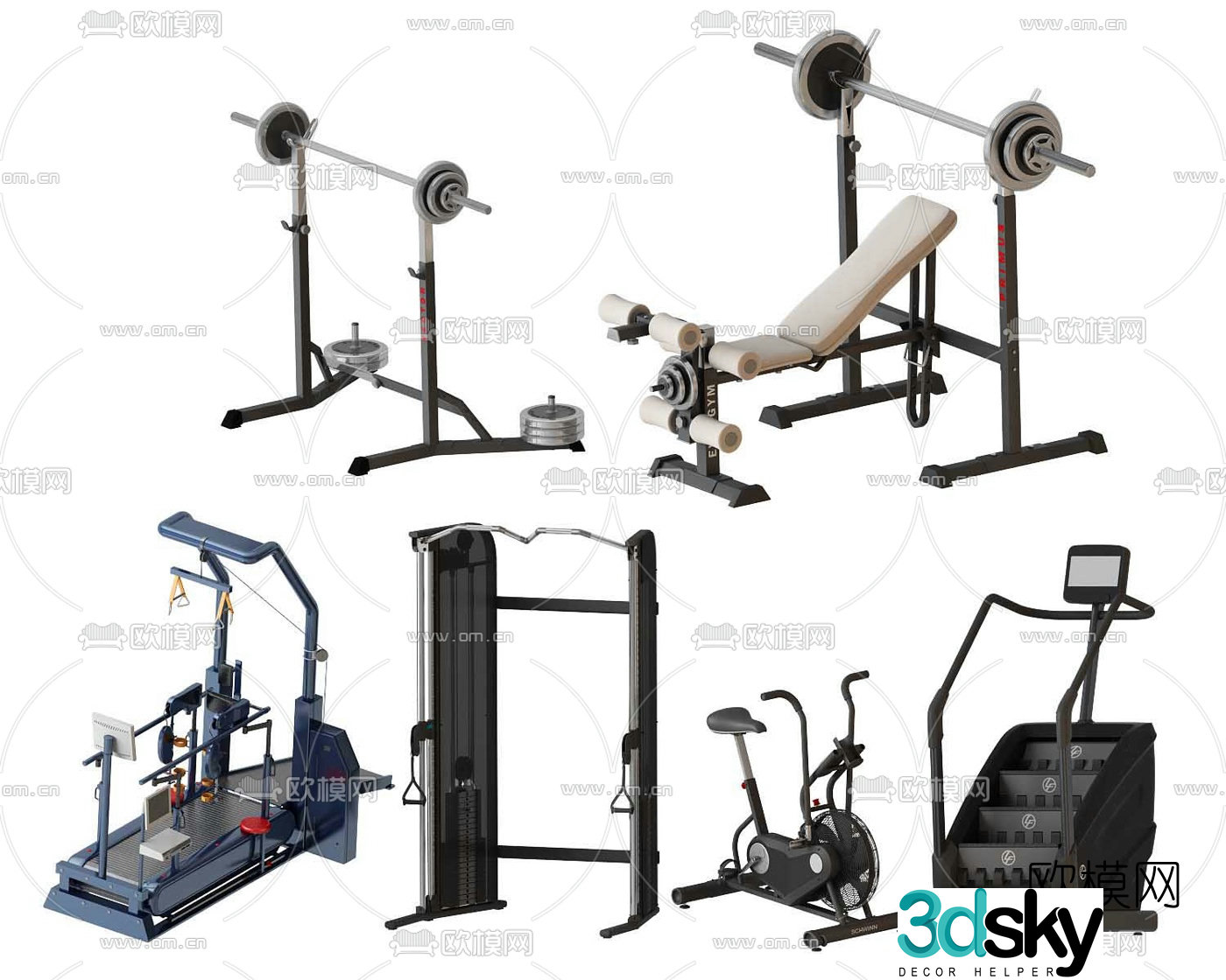Modern fitness equipment 3d model