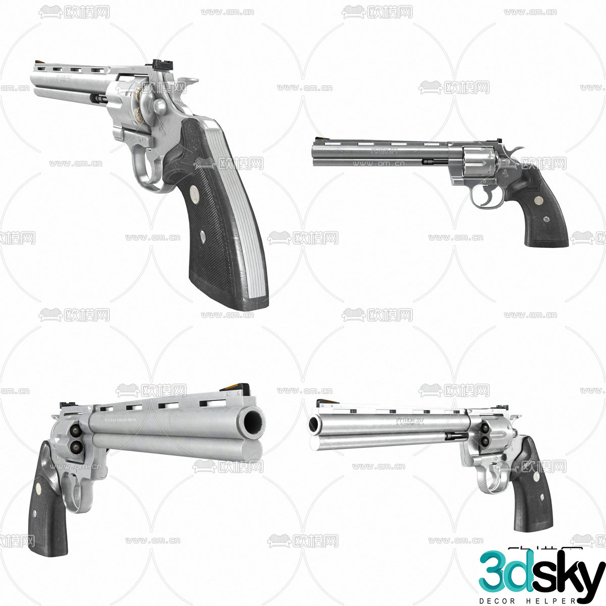Modern revolver 3d model