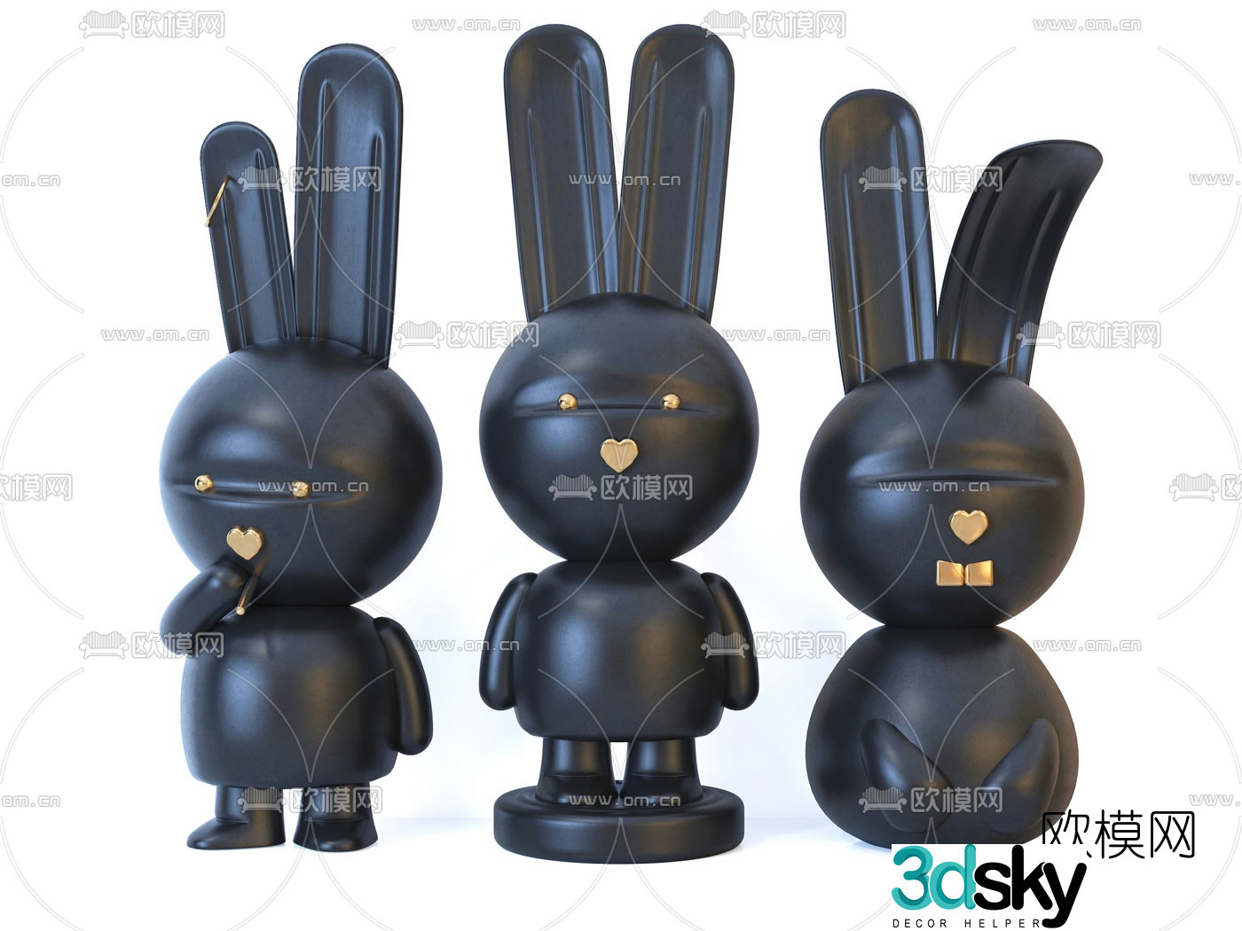 Modern bunny doll toy 3d model