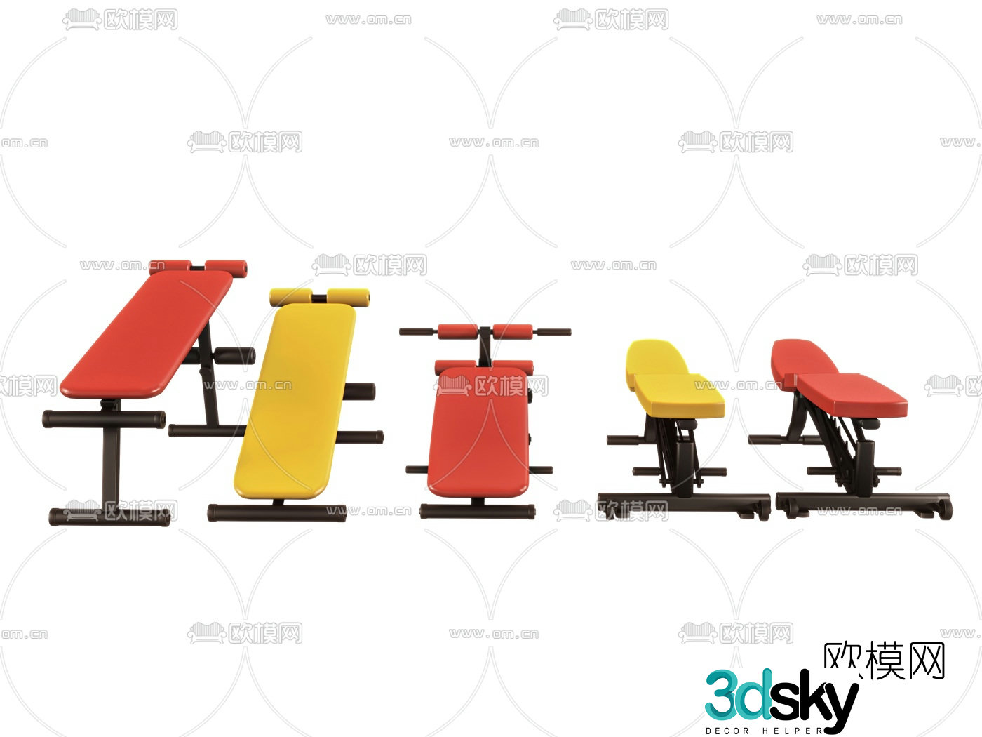 Modern fitness equipment 3d model