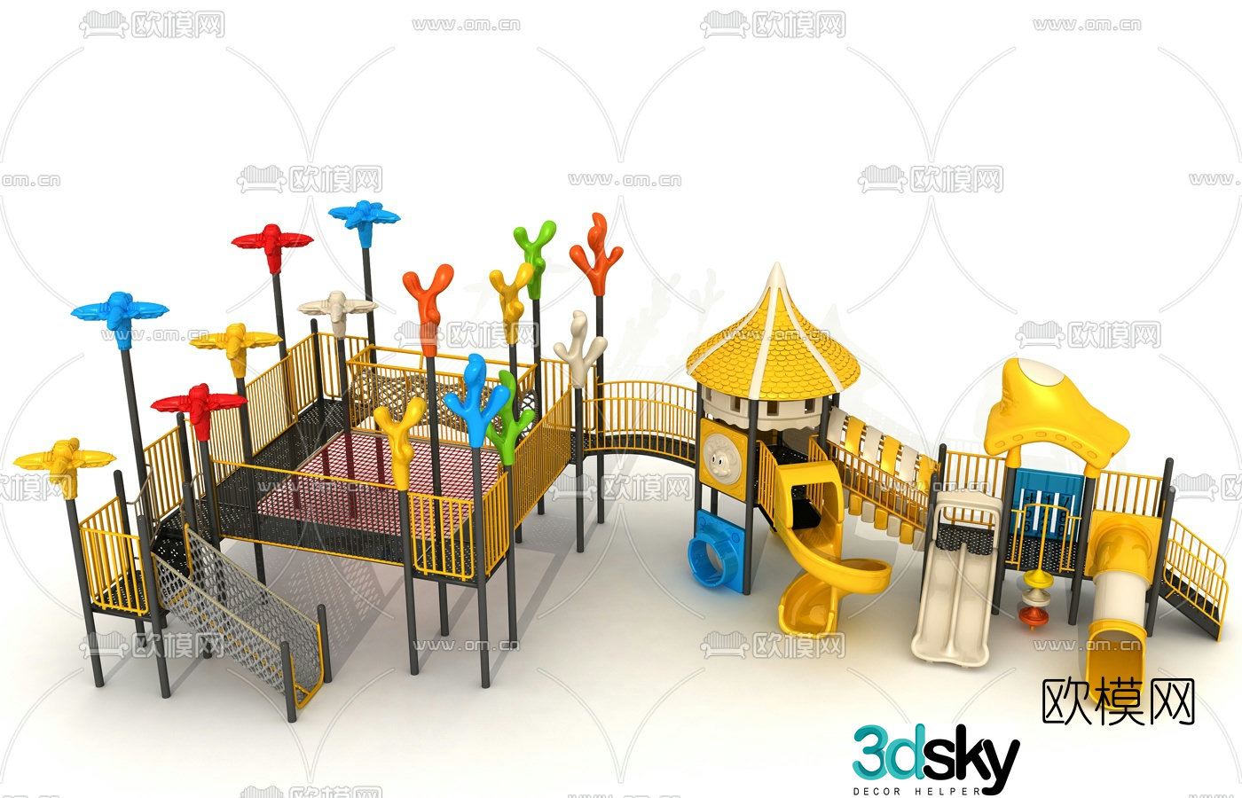 Modern outdoor children's play equipment 3d model