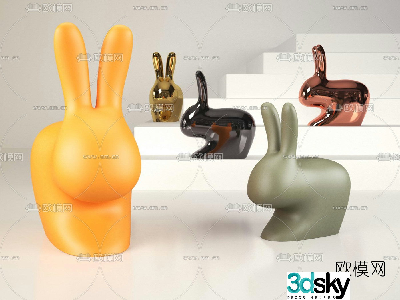 Modern rabbit children’s chair 3d model