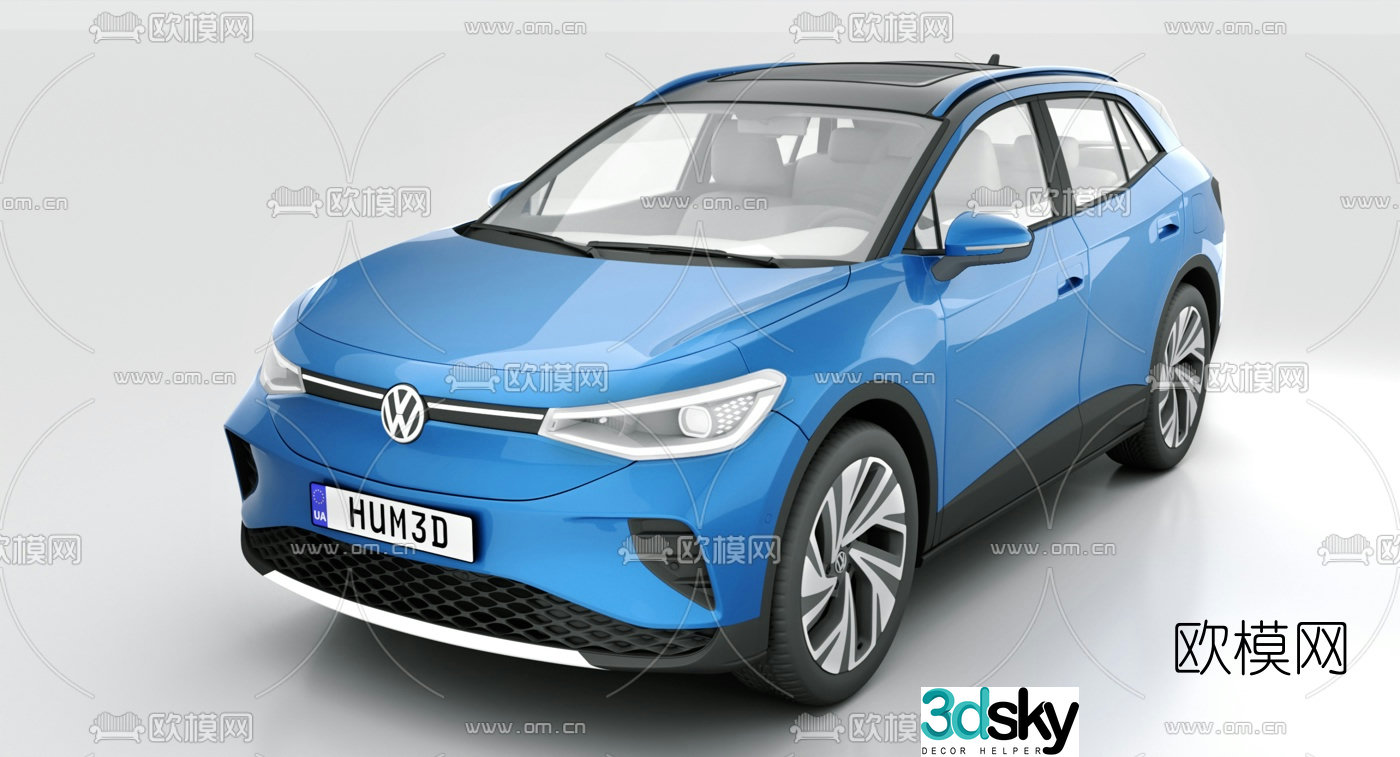 Modern Volkswagen electric car 3d model