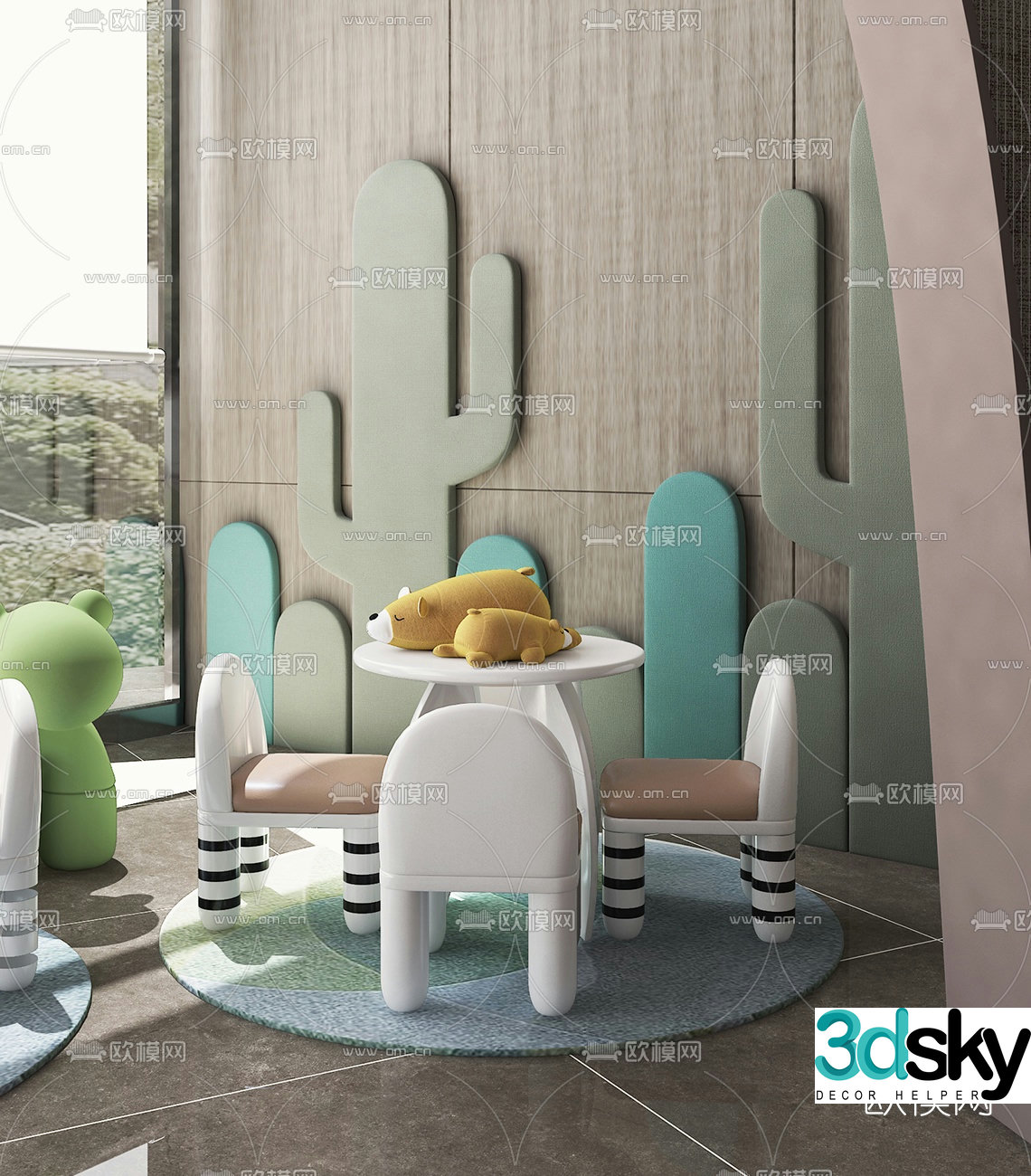 Modern children’s table and chair 3d model
