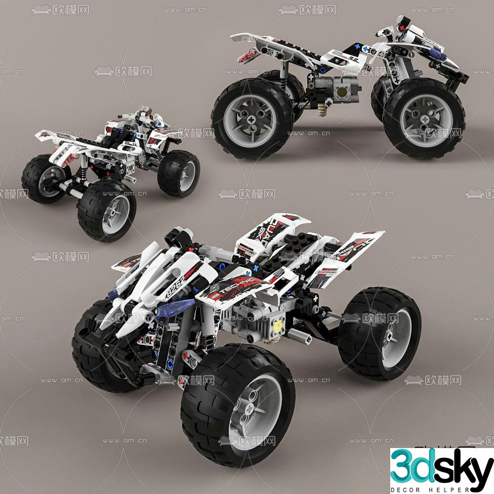 Modern building block four-wheel drive toy car 3d model