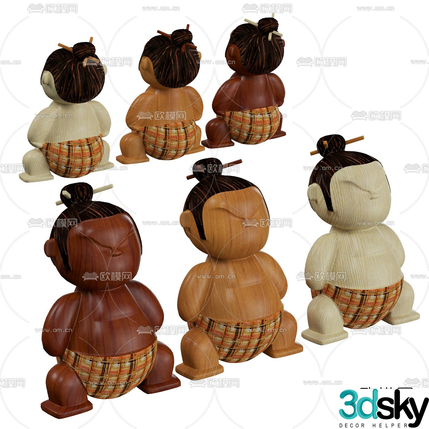Japanese sumo wrestler puppet 3d model