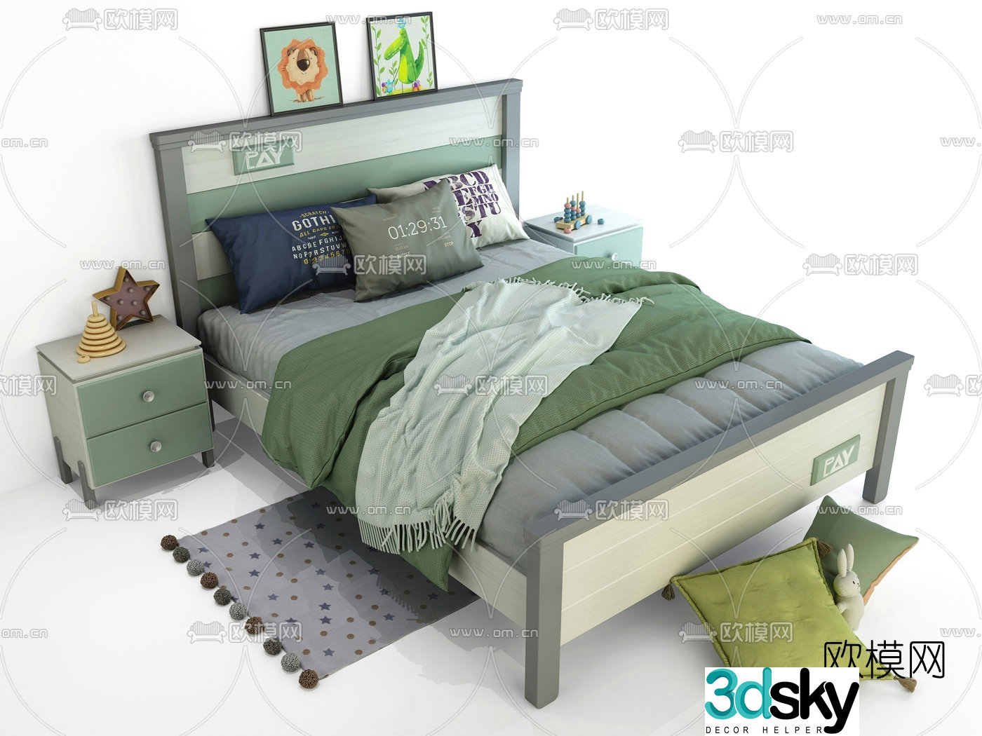 Modern fabric children’s bed 3d model