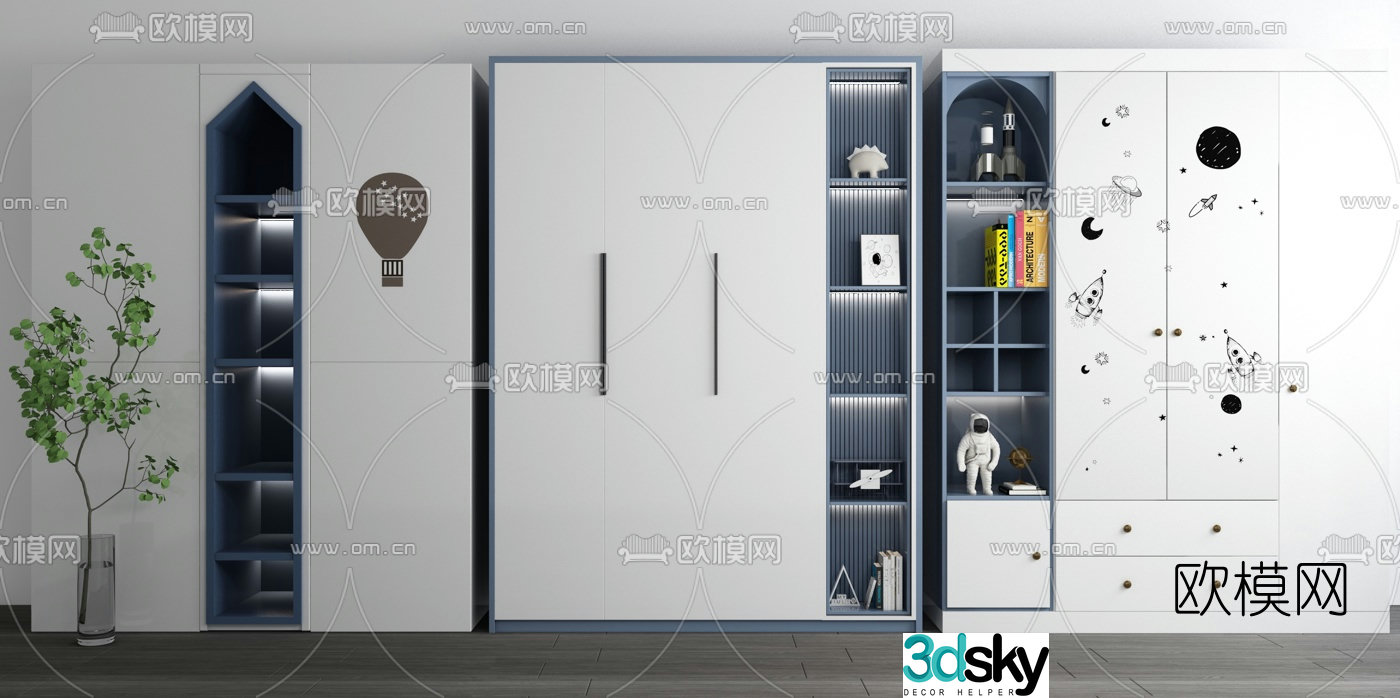 Modern children’s wardrobe 3d model