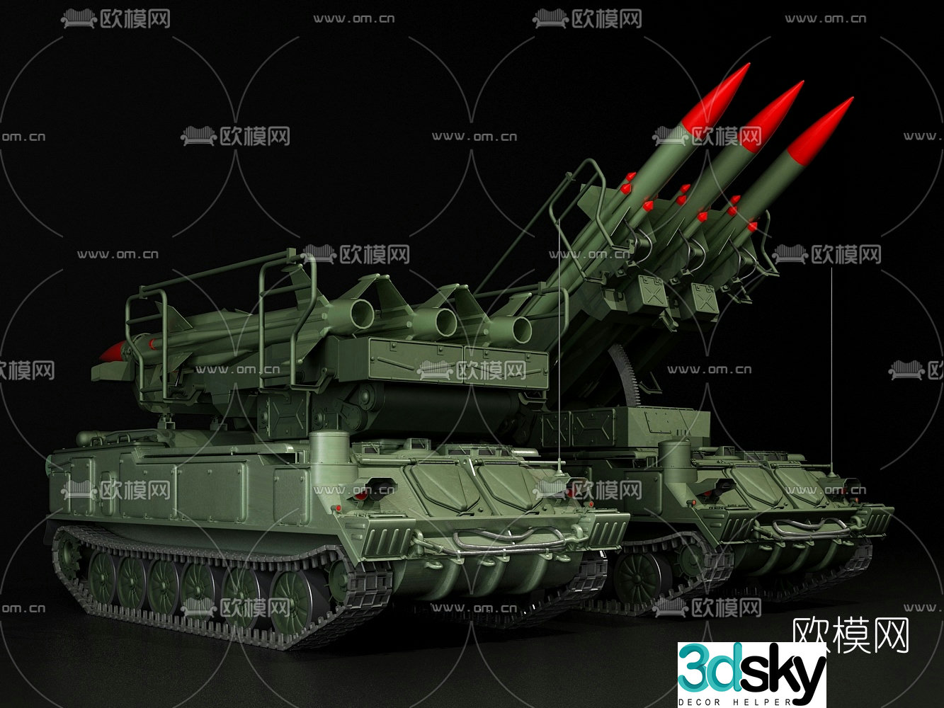 Modern missile launch vehicle 3d model
