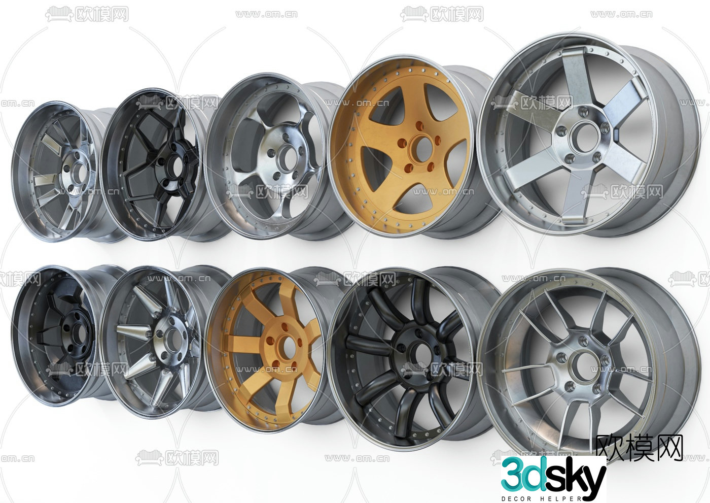 Modern car wheel hub 3d model