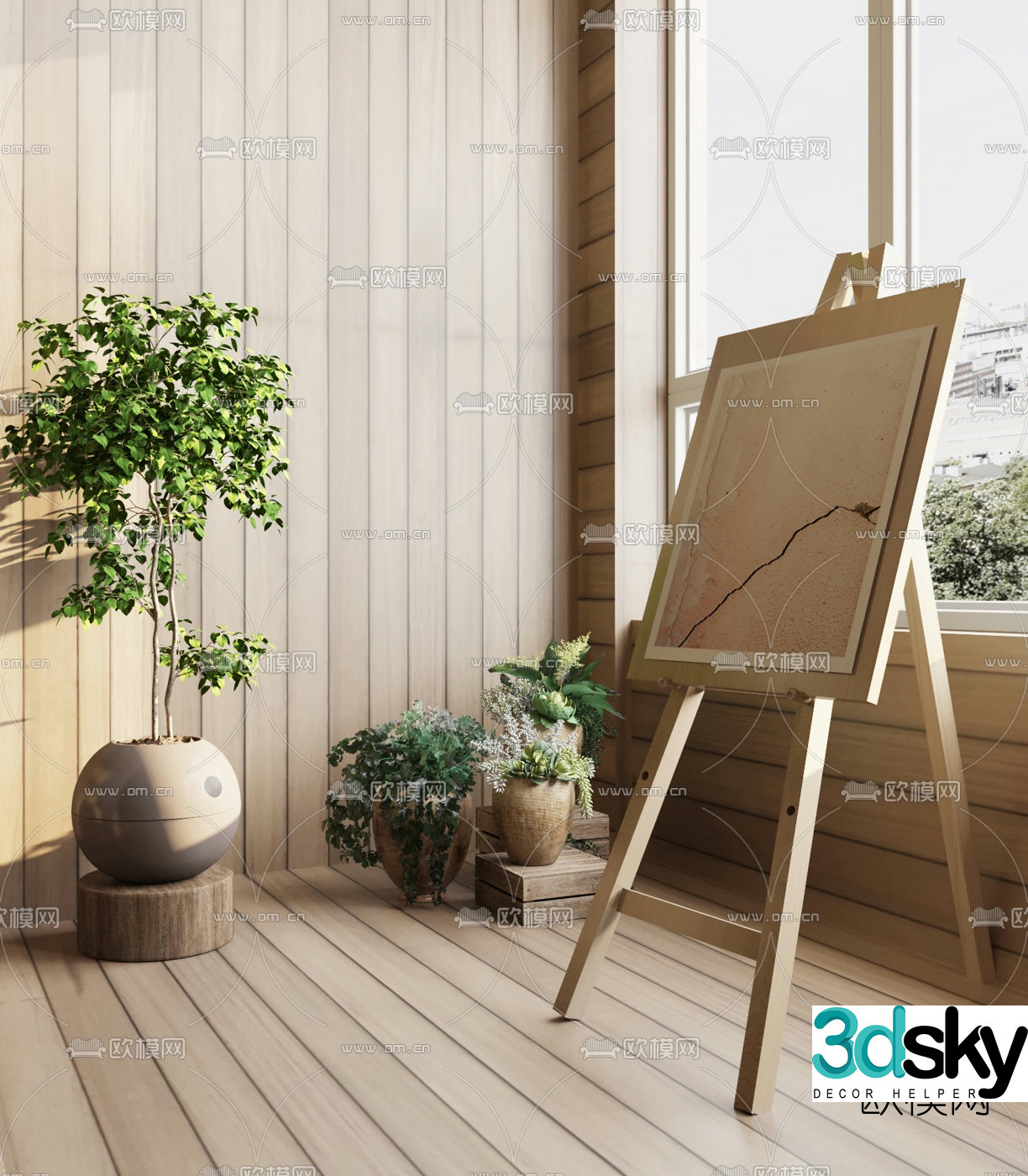 Modern adjustable easel 3d model