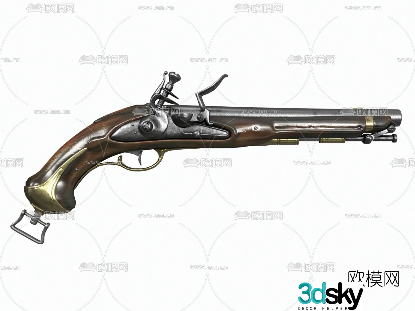 European classical gunpowder gun 3D model