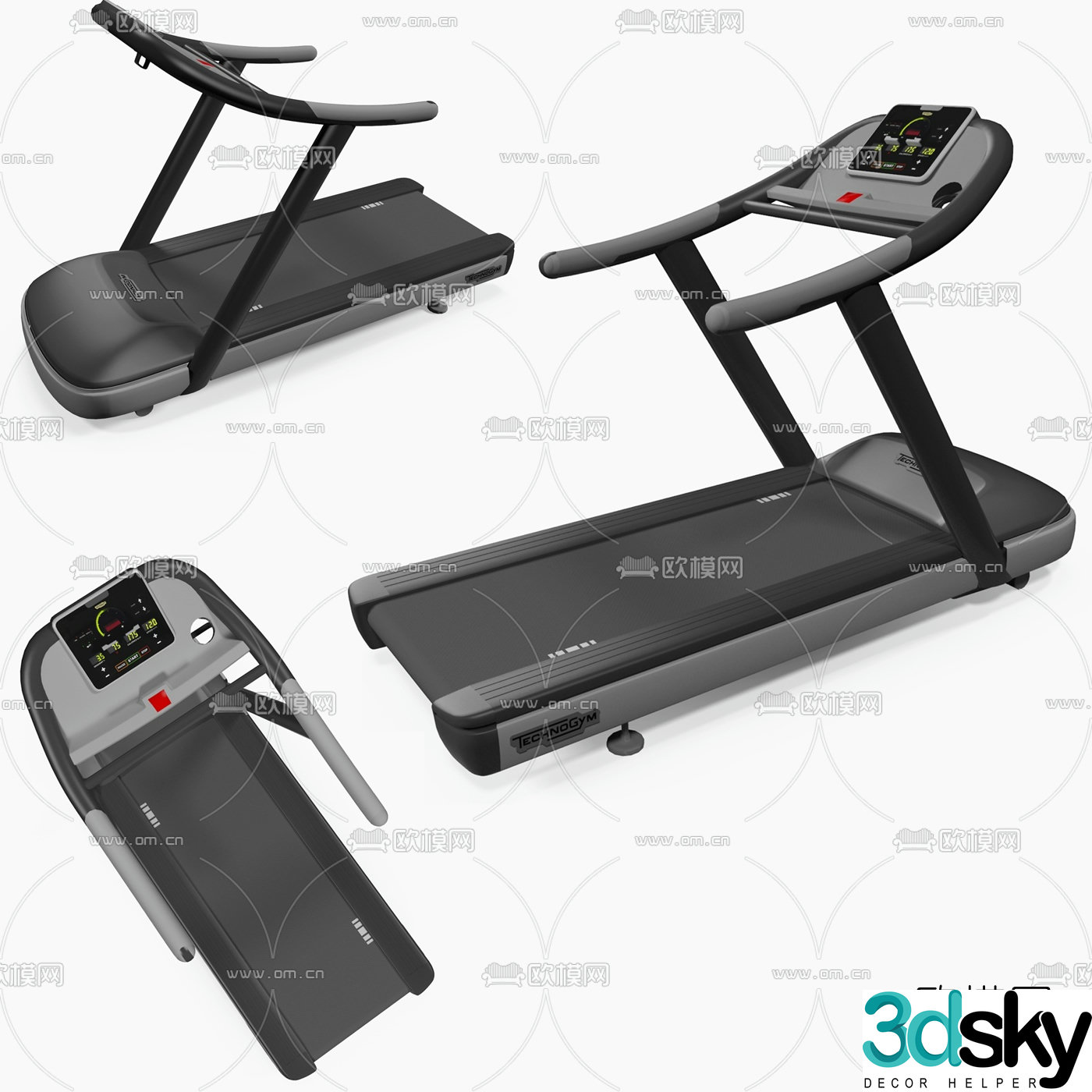 Modern fitness equipment treadmill 3d model