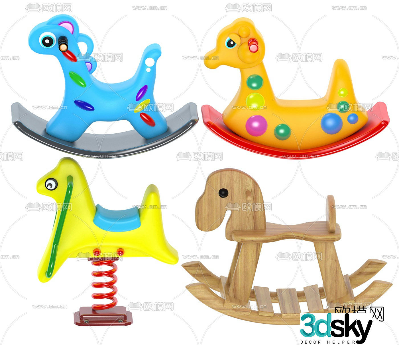 Modern children’s rocking horse toy 3d model