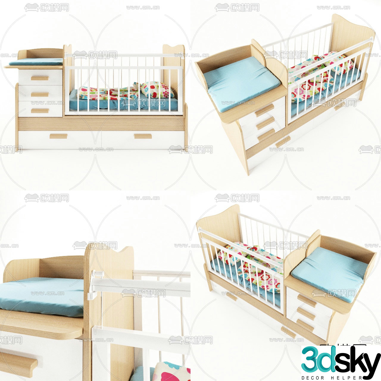 Modern crib 3d model